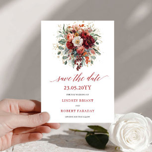 Luxuriöses Marsala Herbstgold Florales Save The Da Date