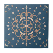 Luxuriöses mediterranes Blau & Tan Medallion Muste