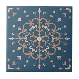 Luxuriöses mediterranes Blau & Tan Medallion Muste Fliese
