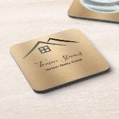 Luxuriöses Metallic Gold Real Anwesen Getränkeuntersetzer (Linke Seite)