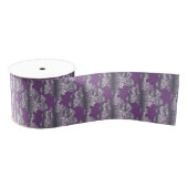 Luxuriöses Metallic Lila Damask Muster Ripsband (Spule)