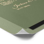 Luxuriöses Modern Sage green & gold Klassik-Zeiche Poster (Ecke)