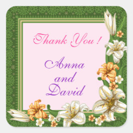 Luxuriöses modernes Blumenmuster fügt Ihren Text h Quadratischer Aufkleber