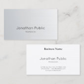 Luxuriöses modernes Design Elegant Silver Schlicht Visitenkarte (Vorne/Hinten)