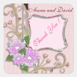 Luxuriöses modernes rosa Herz fügt Ihren Text hinz Quadratischer Aufkleber