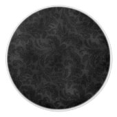 Luxuriöses monochromatisches Schwarzes Damasketmus Keramikknauf (Vorderseite)