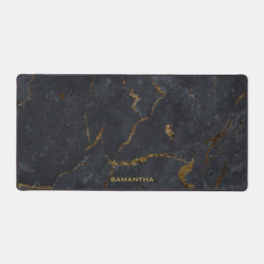 Luxuriöses Monogramm aus schwarzem und goldfarbene Schreibtischunterlage (Vorderseite)