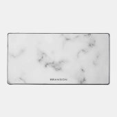 Luxuriöses Monogramm aus weißem und grauem Marmor Schreibtischunterlage (Vorderseite)