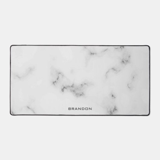 Luxuriöses Monogramm aus weißem und grauem Marmor Schreibtischunterlage (Vorderseite)