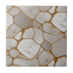 Luxuriöses Mosaik aus Gold-Marmor - Elegantes Orig Fliese