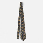 Luxuriöses Navy Blau Gold Blumen Damast Krawatte (Rückseite)
