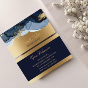 Luxuriöses Navyblau und Gold abstrakt Visitenkarte