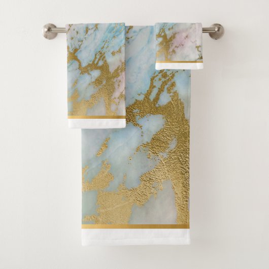 LUXURIÖSES PASTEL MARBLE BADEZIMMER TOWEL SET (Insitu)