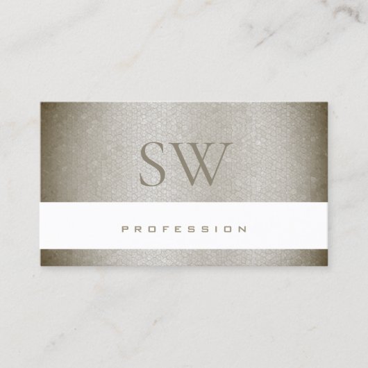 Luxuriöses Pearly Gray Schlangenmuster mit Monogra Visitenkarte (Vorderseite)