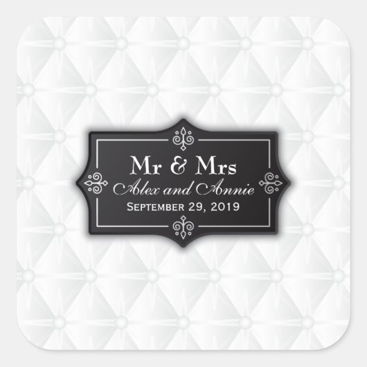 Luxuriöses Personalisiertes Hochzeitsticker-Siegel Quadratischer Aufkleber (Vorderseite)