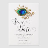 Luxuriöses Pfauenfederhalter-Overlay Pergament Einladungen (Vorderseite)