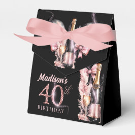 Luxuriöses Pink Black Champagne 40. Geburtstag Geschenkschachtel