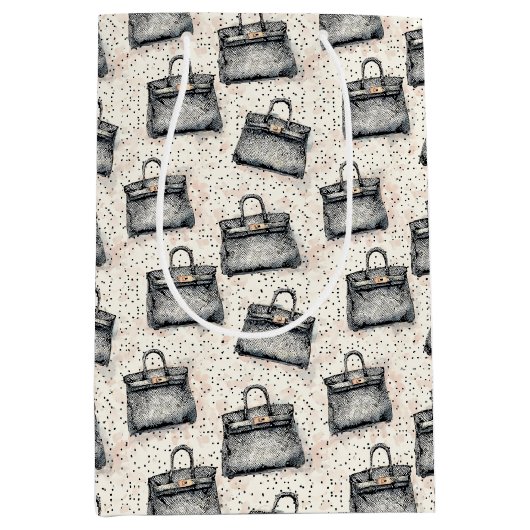 Luxuriöses Python-Handtaschenmuster auf rosa gespr Mittlere Geschenktüte (Vorderseite)