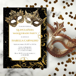 Luxuriöses Quinceañera Masquerade Party Einladung