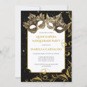 Luxuriöses Quinceañera Masquerade Party Einladung (Vorderseite)