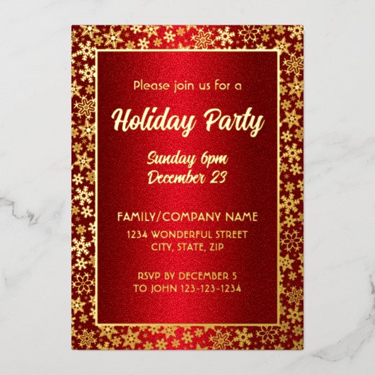 Luxuriöses Red Gold Erstellen Sie Ihr eigenes eleg Folieneinladung (Vorderseite)