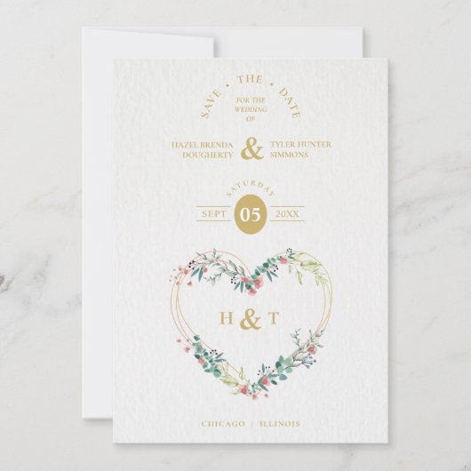 Luxuriöses romantisches Botanisches Blumenrosa Her Save The Date (Vorderseite)