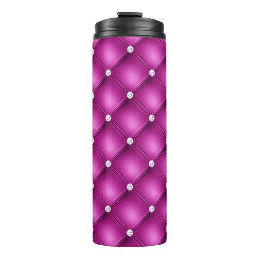 Luxuriöses rosa Diamant gepolstertes Muster Thermosbecher (Vorderseite)