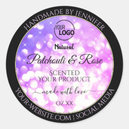 Luxuriöses rosa Lila Glitzer-Produktetikett mit Lo Runder Aufkleber
