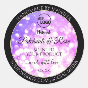 Luxuriöses rosa Lila Glitzer-Produktetikett mit Lo Runder Aufkleber