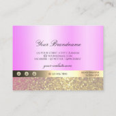Luxuriöses Rosa Lila Gold Glitzer und Logo Visitenkarte (Rückseite)