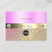 Luxuriöses Rosa Lila Gold Glitzer und Logo Visitenkarte (Vorderseite)