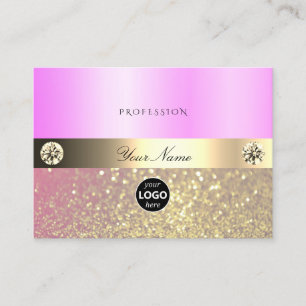 Luxuriöses Rosa Lila Gold Glitzer und Logo Visitenkarte