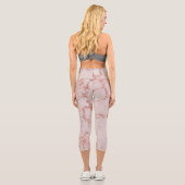 Luxuriöses Rosa Rose Blush Glitzer Marmor Capri Leggings (Rückseite)