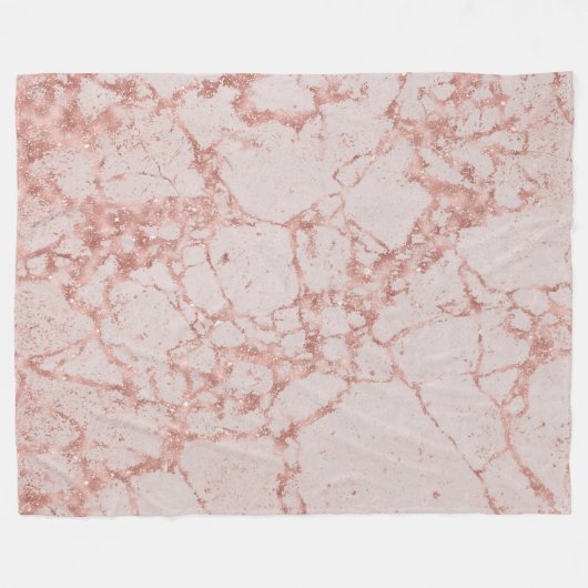 Luxuriöses Rosa Rose Blush Glitzer Marmor Fleecedecke (Vorderseite (Horizontal))