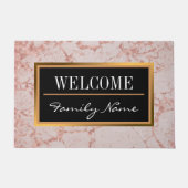 Luxuriöses Rosa Rose Blush Glitzer Marmor individu Fußmatte (Vorderseite)