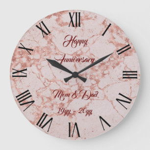 Luxuriöses Rosa Rose Blush Glitzer Marmor individu Große Wanduhr