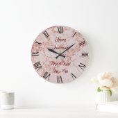 Luxuriöses Rosa Rose Blush Glitzer Marmor individu Große Wanduhr (Zuhause)