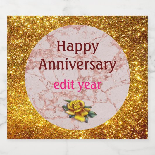 Luxuriöses Rosa Rose Blush Glitzer Marmor individu Schaumweinetikett (Einzelnes Label)