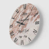 Luxuriöses Rosa Rose Glitzer Marmor anpassen Große Wanduhr (Winkel)