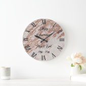Luxuriöses Rosa Rose Glitzer Marmor anpassen Große Wanduhr (Zuhause)