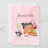 Luxuriöses rosa schwarz-florales Inking Brunch & B Einladung (Rückseite)