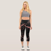 Luxuriöses rosa schwarzes Marmor Capri Leggings (Vorderseite)