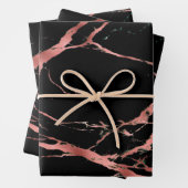 Luxuriöses rosa schwarzes Marmor Geschenkpapier Set (Beispiel)