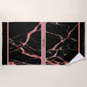Luxuriöses rosa schwarzes Marmor Strandtuch (Vorderseite)