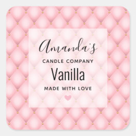 Luxuriöses rosa Tufed Diamond Muster Kerzengeschäf Quadratischer Aufkleber