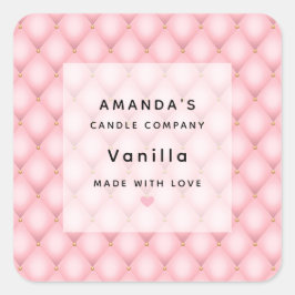 Luxuriöses rosa Tufed Diamond Muster Kerzengeschäf Quadratischer Aufkleber