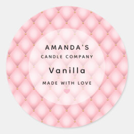 Luxuriöses rosa Tufed Diamond Muster Kerzengeschäf Runder Aufkleber