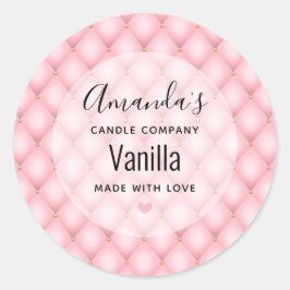 Luxuriöses rosa Tufed Diamond Muster Kerzengeschäf Runder Aufkleber