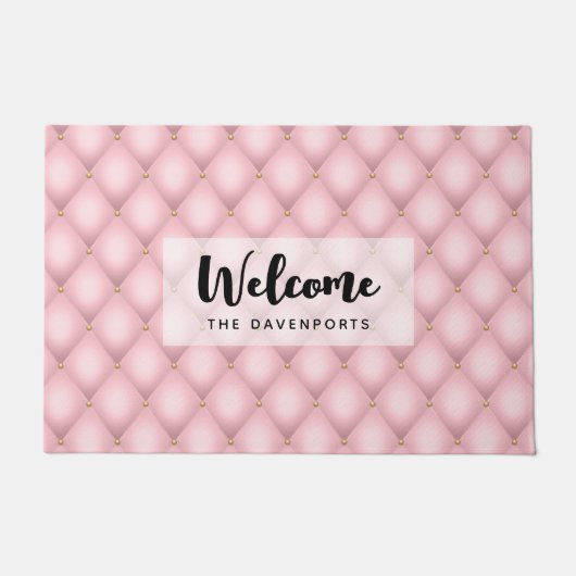 Luxuriöses rosa Tufed Diamond Muster Willkommen Fußmatte (Vorderseite)