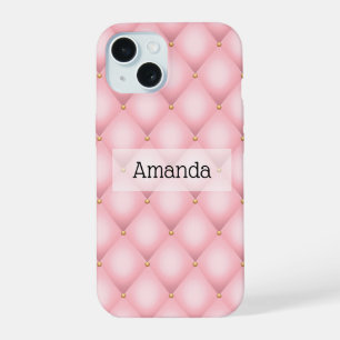 Luxuriöses rosa Tuflith Diamond Muster iPhone 15 Hülle